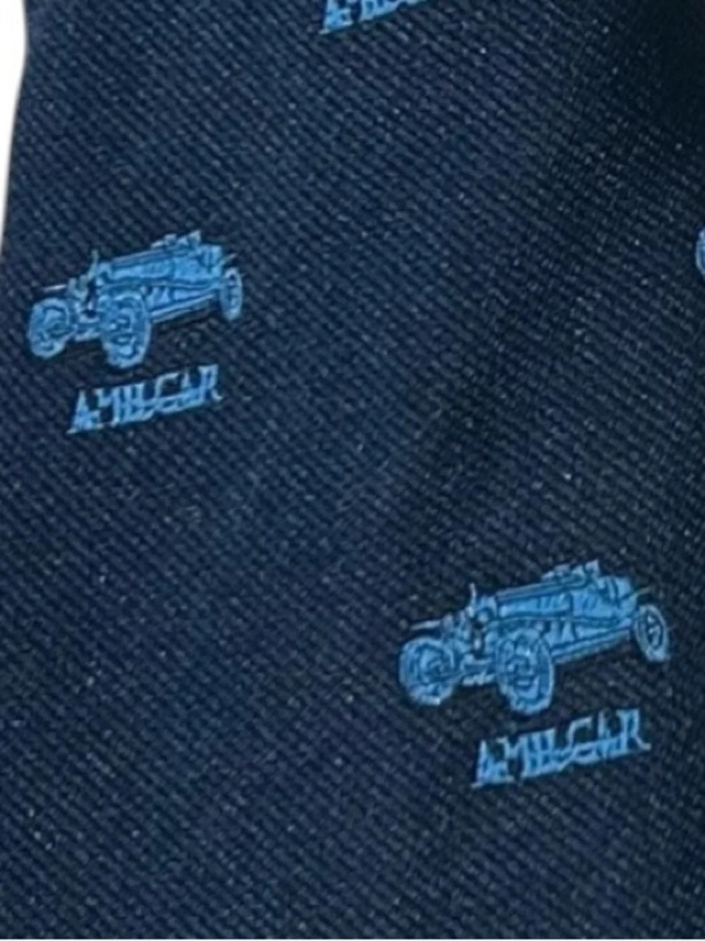 Bartex Paris Men's Navy Blue Tie with Light Amlicar Motif